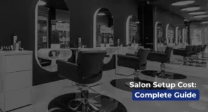 Modern Dubai salon interior with styling chairs and mirrors. Visual representation of salon setup cost and investment guide by Quickplus.