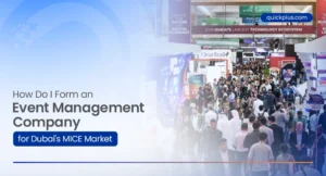 Quickplus consultant advises entrepreneur on Dubai event management company setup for MICE market.